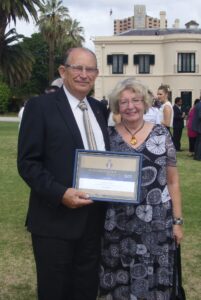 Ints and Margota Pukitis on the grounds of Government House